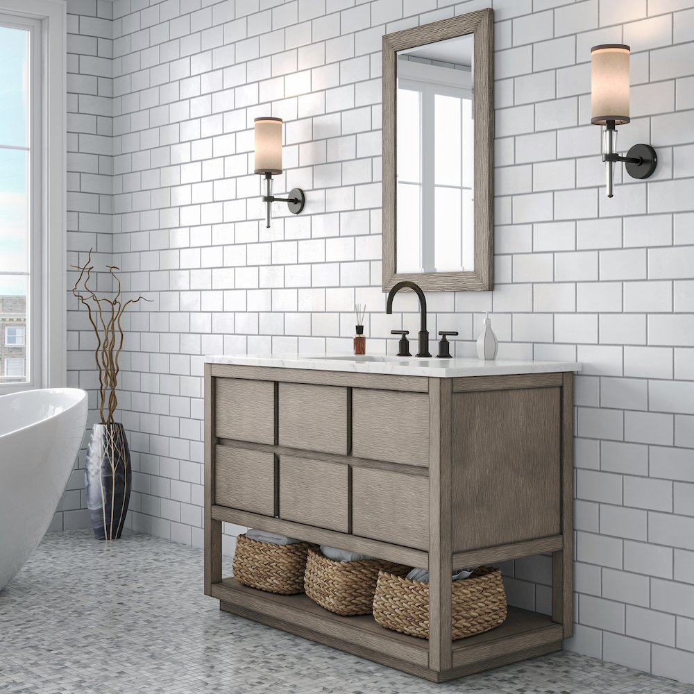 Oakman 48 In. Single Sink Carrara White Marble Countertop Bath Vanity