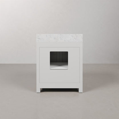 Madison 30 In. Single Sink Carrara White Marble Countertop Bath Vanity