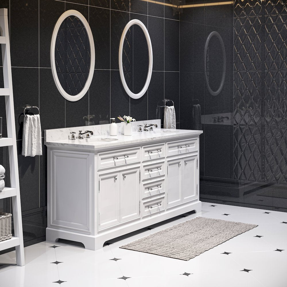 72 Inch Pure White Double Sink Bathroom Vanity