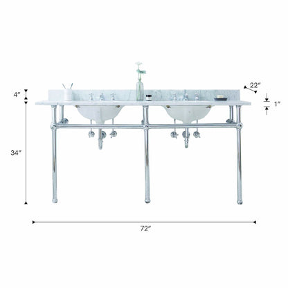 30 In. W. Single Wash Stand, P-Trap, Carrara White Marble Countertop