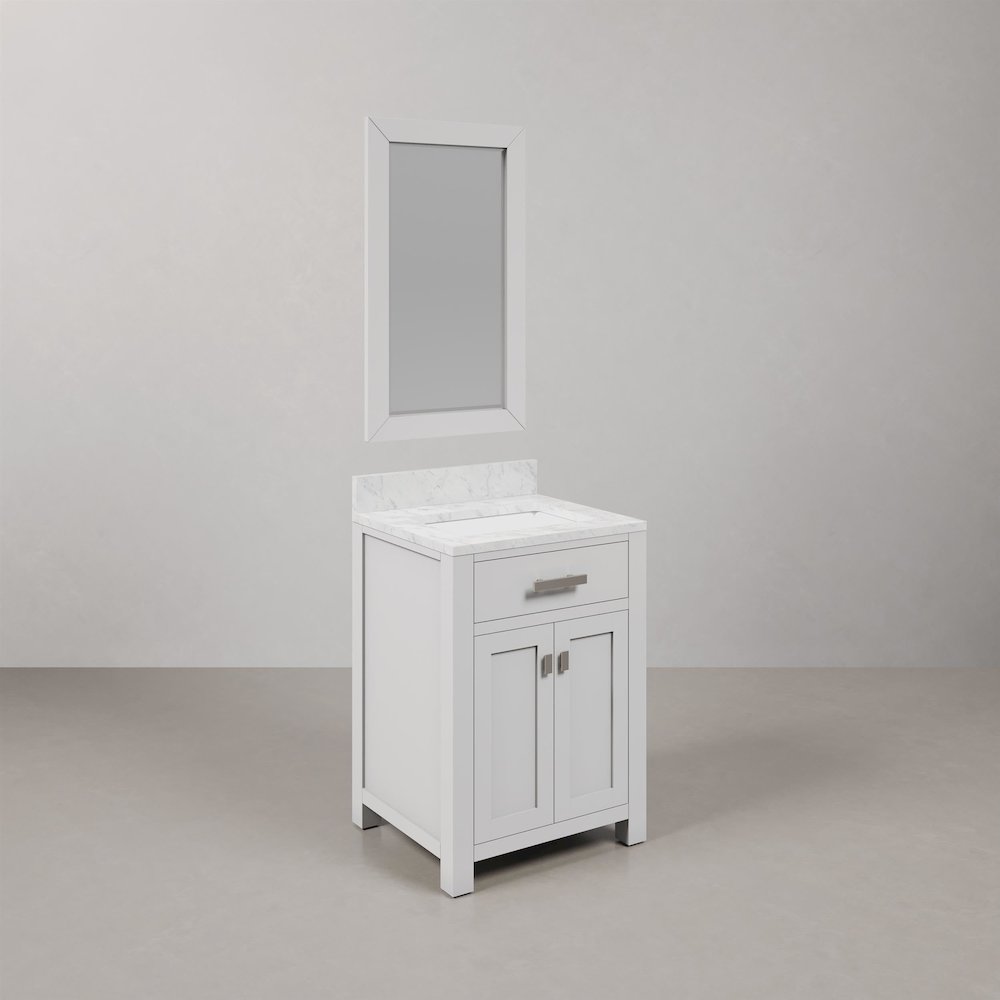 24 Inch Pure White Single Sink Bathroom Vanity