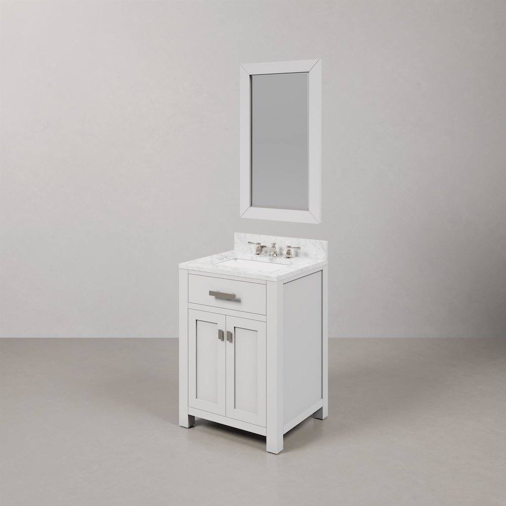 24 Inch Pure White Single Sink Bathroom Vanity