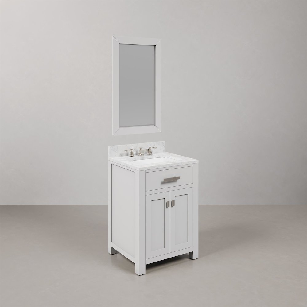 24 Inch Pure White Single Sink Bathroom Vanity