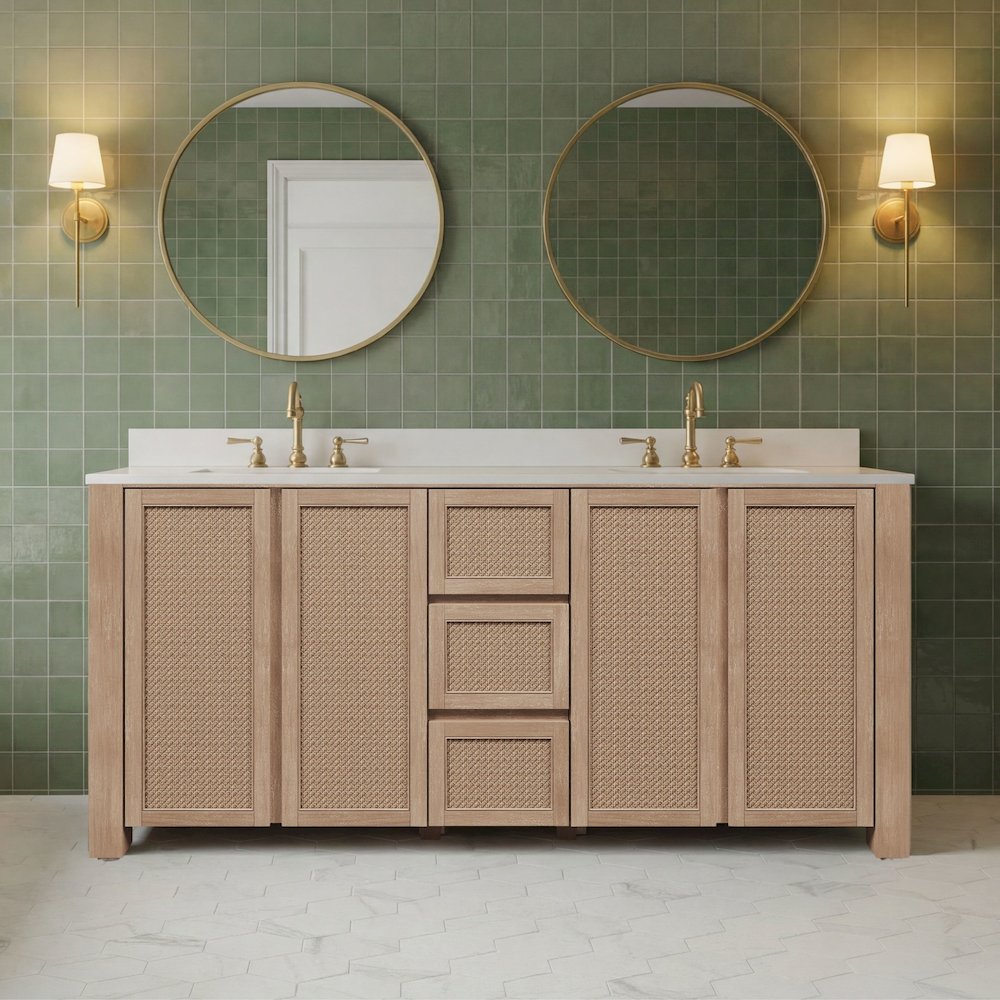 Belmont 72 In. Double Sink Pre-Assembled Transitional Style Bathroom Vanity
