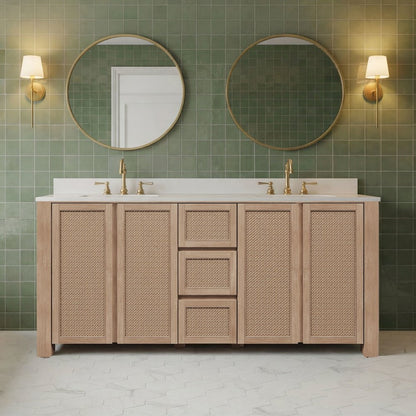 Belmont 72 In. Double Sink Pre-Assembled Transitional Style Bathroom Vanity