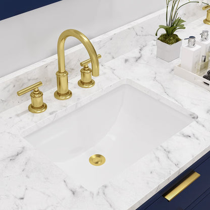 72 In. Double Sink Carrara White Marble Countertop Bath Vanity in Monarch Blue