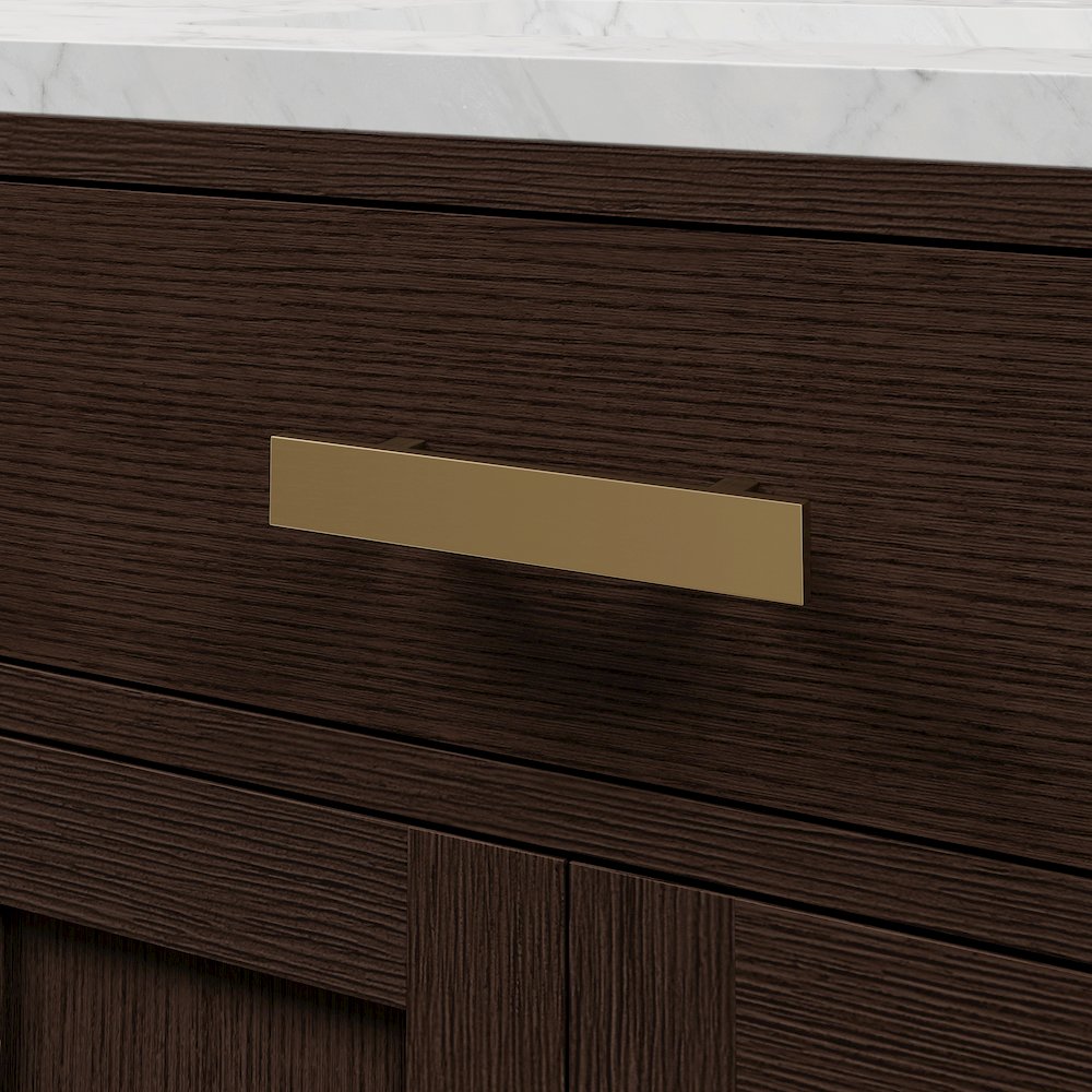 60 In. Double Sink Carrara White Marble Countertop Bath Vanity In Brown Oak