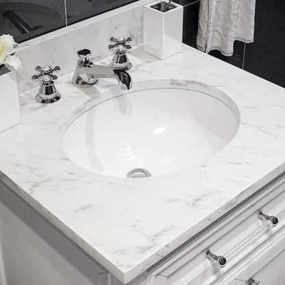 24 In. Single Sink Carrara White Marble Countertop Bath Vanity In Pure White