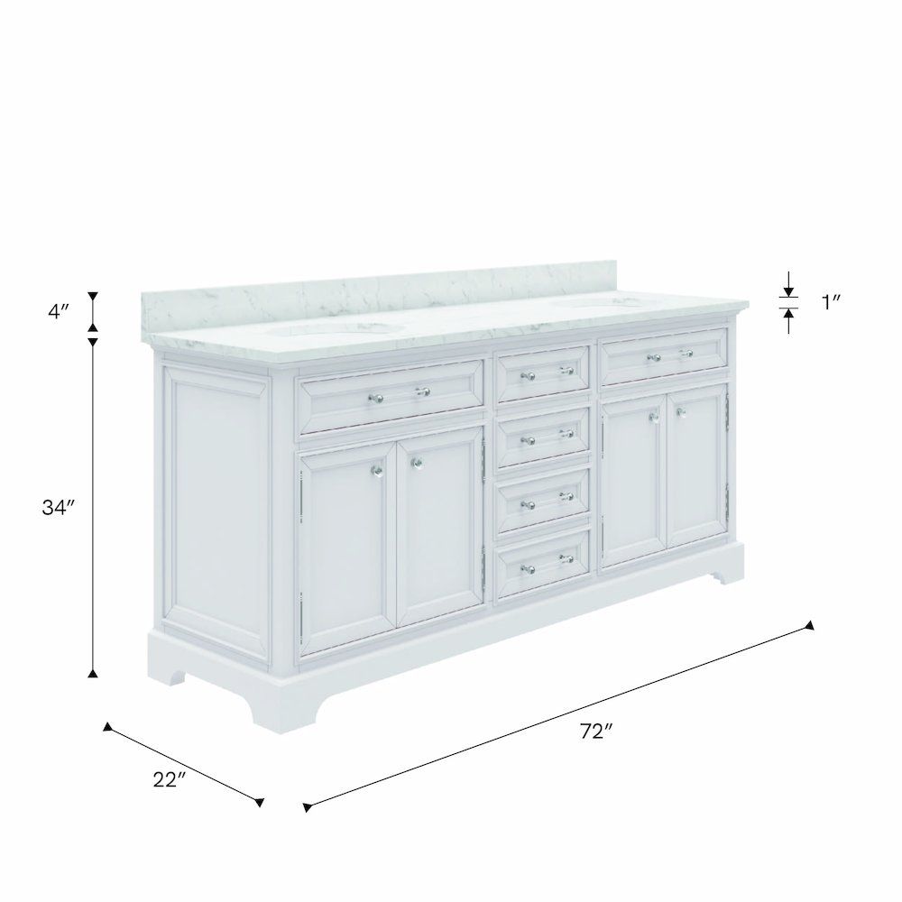 72 Inch Pure White Double Sink Bathroom Vanity From The Collection