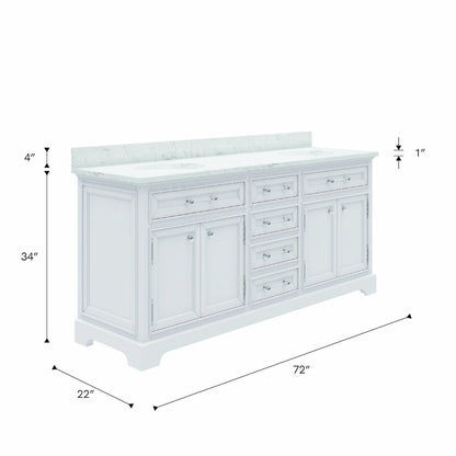 72 Inch Pure White Double Sink Bathroom Vanity From The Collection