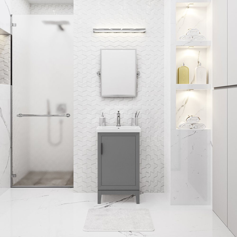 20 In. Integrated Ceramic Sink Top Bath Vanity in Cashmere Grey