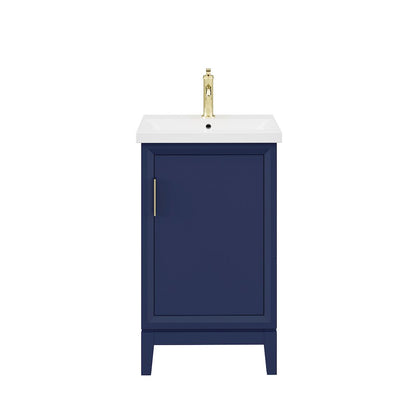 20 In. Integrated Ceramic Sink Top Bath Vanity in Monarch Blue