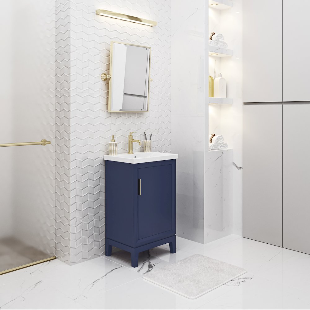 20 In. Integrated Ceramic Sink Top Bath Vanity in Monarch Blue