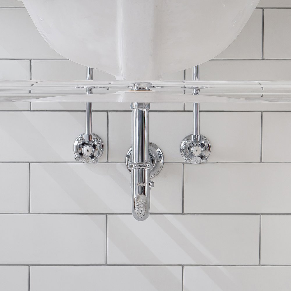 30 In. W. Single Wash Stand, P-Trap, Carrara White Marble Countertop