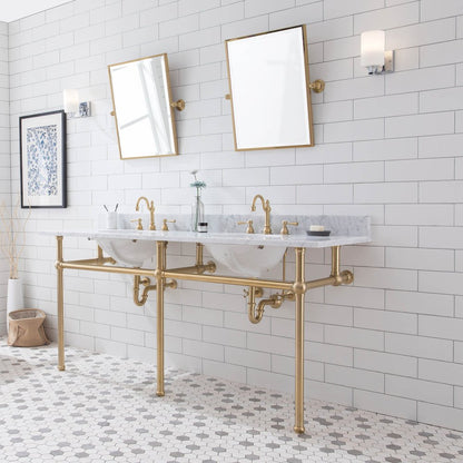 72 In. W. Double Wash Stand Only in Satin Gold Finish