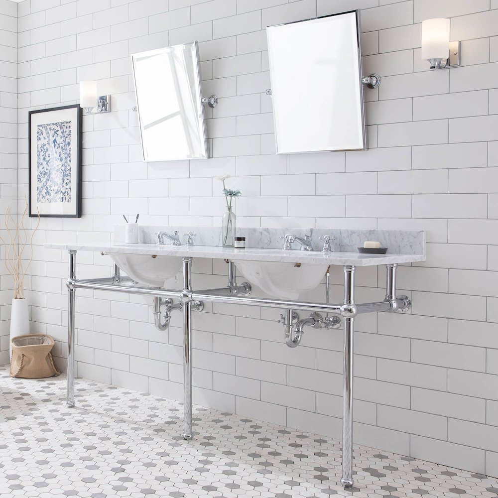 72 In. W. Double Wash Stand and P-Trap in Chrome Finish
