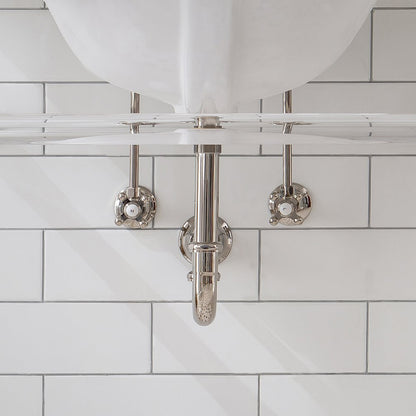 72 In. W. Double Wash Stand, P-Trap, Carrara White Marble Countertop