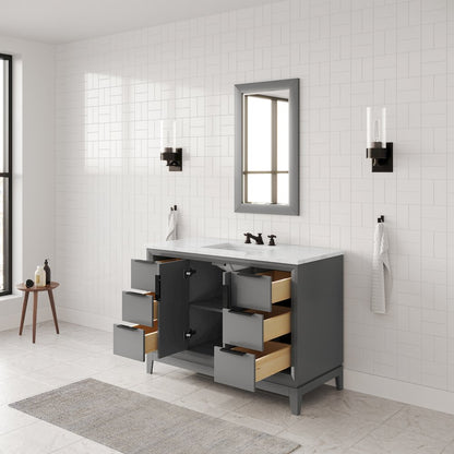 48 In. Single Sink Carrara White Marble Countertop Bath Vanity In Cashmere Grey