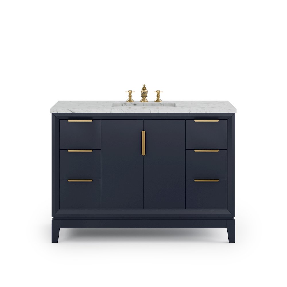 48 In. Single Sink Carrara White Marble Countertop Bath Vanity In Monarch Blue
