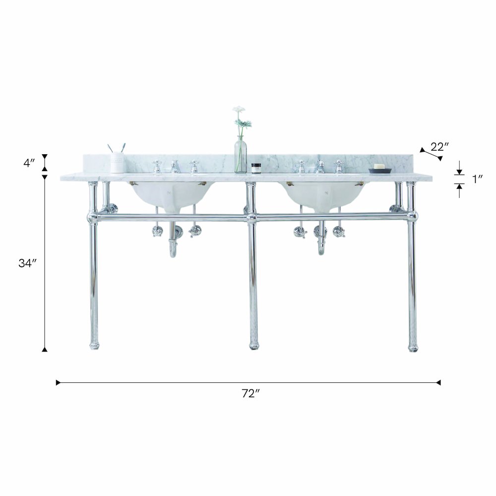 72 In. W. Double Wash Stand and P-Trap in Chrome Finish