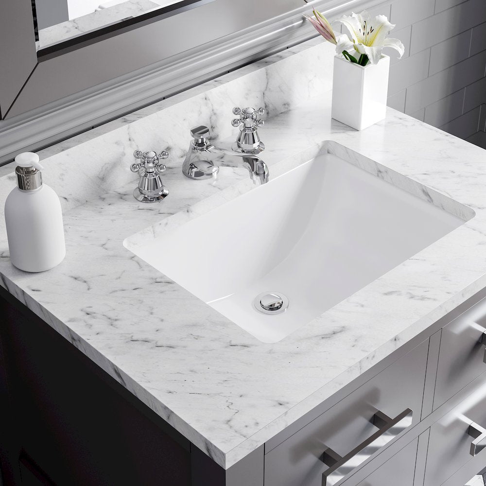 Madalyn 30 In. Single Sink Carrara White Marble Countertop Bath Vanity