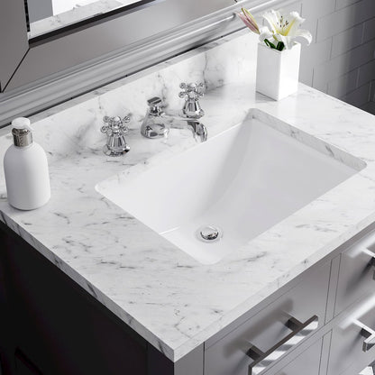 Madalyn 30 In. Single Sink Carrara White Marble Countertop Bath Vanity