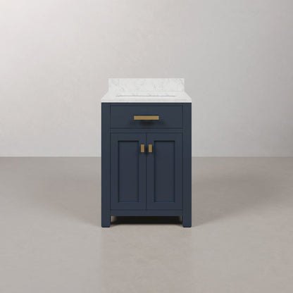 Madison 24 In. Single Sink Carrara White Marble Countertop Bath Vanity