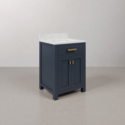 Madison 24 In. Single Sink Carrara White Marble Countertop Bath Vanity