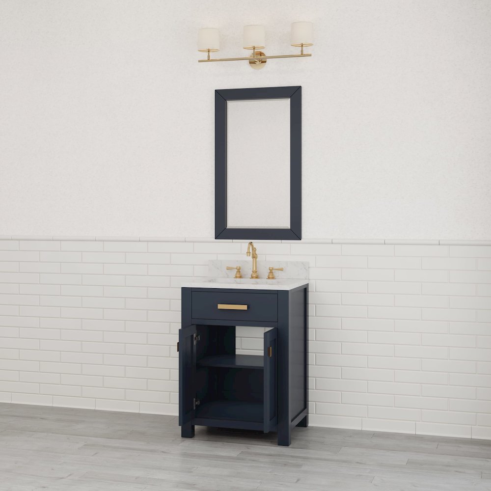 Madison 24 In. Single Sink Carrara White Marble Countertop Bath Vanity