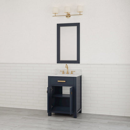 Madison 24 In. Single Sink Carrara White Marble Countertop Bath Vanity