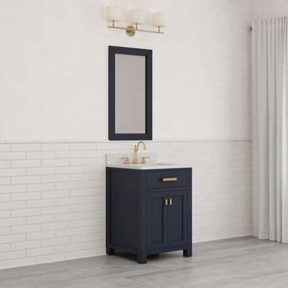 Madison 24 In. Single Sink Carrara White Marble Countertop Bath Vanity