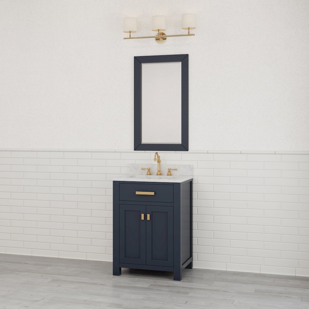Madison 24 In. Single Sink Carrara White Marble Countertop Bath Vanity