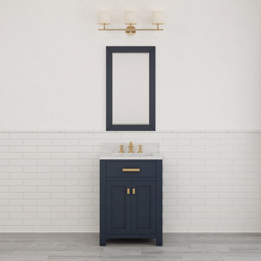 Madison 24 In. Single Sink Carrara White Marble Countertop Bath Vanity
