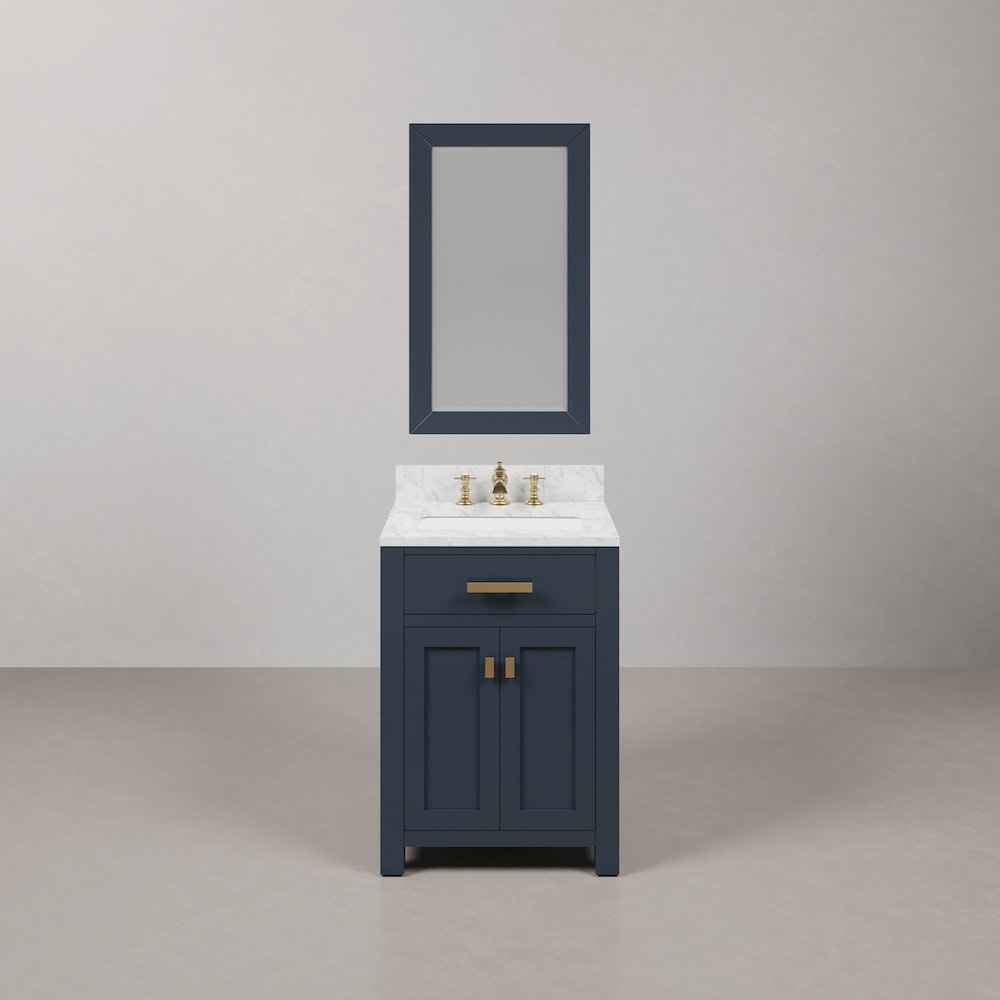 Madison 24 In. Single Sink Carrara White Marble Countertop Bath Vanity