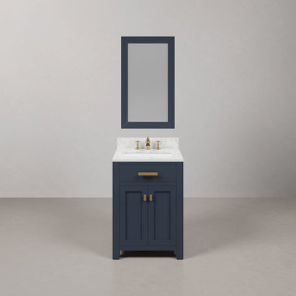 Madison 24 In. Single Sink Carrara White Marble Countertop Bath Vanity