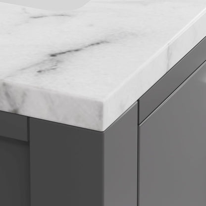 Madison 30 In. Single Sink Carrara White Marble Countertop Bath Vanity