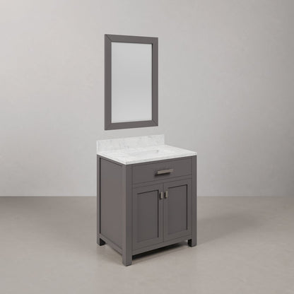 Madison 30 In. Single Sink Carrara White Marble Countertop Bath Vanity