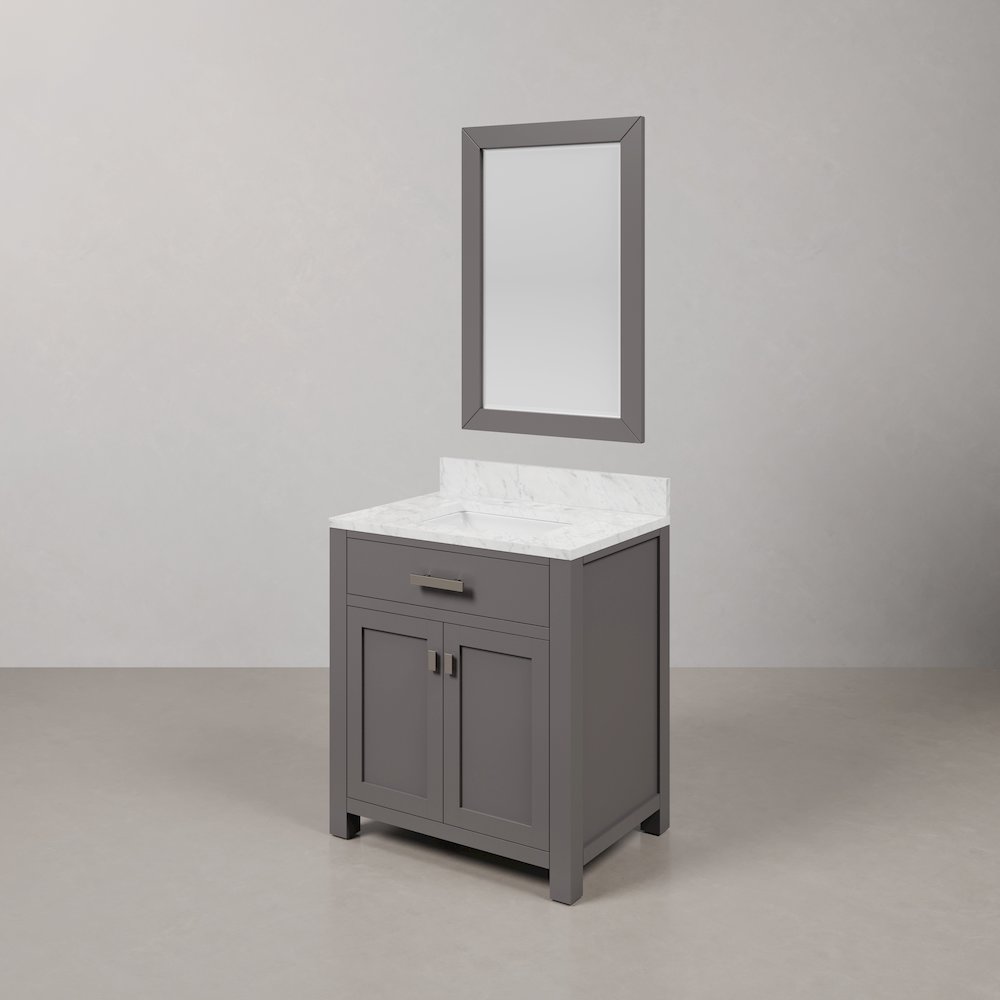 Madison 30 In. Single Sink Carrara White Marble Countertop Bath Vanity