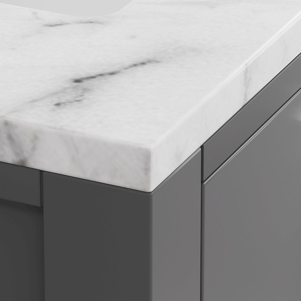 Madison 30 In. Single Sink Carrara White Marble Countertop Bath Vanity