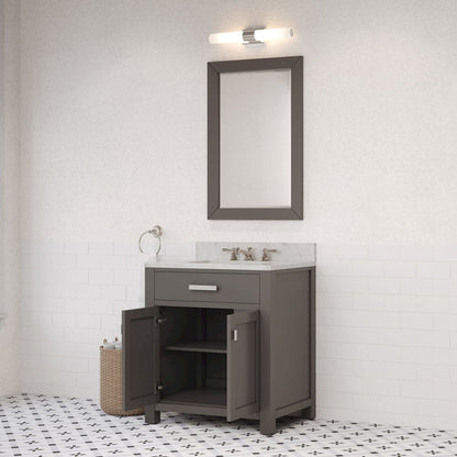 Madison 30 In. Single Sink Carrara White Marble Countertop Bath Vanity