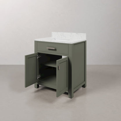 Madison 30 In. Single Sink Carrara White Marble Countertop Bath Vanity