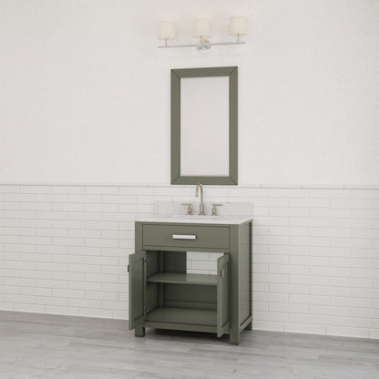 Madison 30 In. Single Sink Carrara White Marble Countertop Bath Vanity