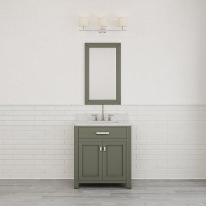 Madison 30 In. Single Sink Carrara White Marble Countertop Bath Vanity