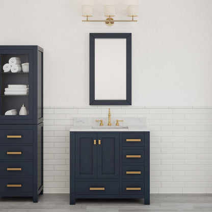Madison 36 In. Single Sink Carrara White Marble Countertop Bath Vanity