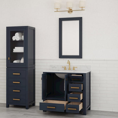 Madison 36 In. Single Sink Carrara White Marble Countertop Bath Vanity