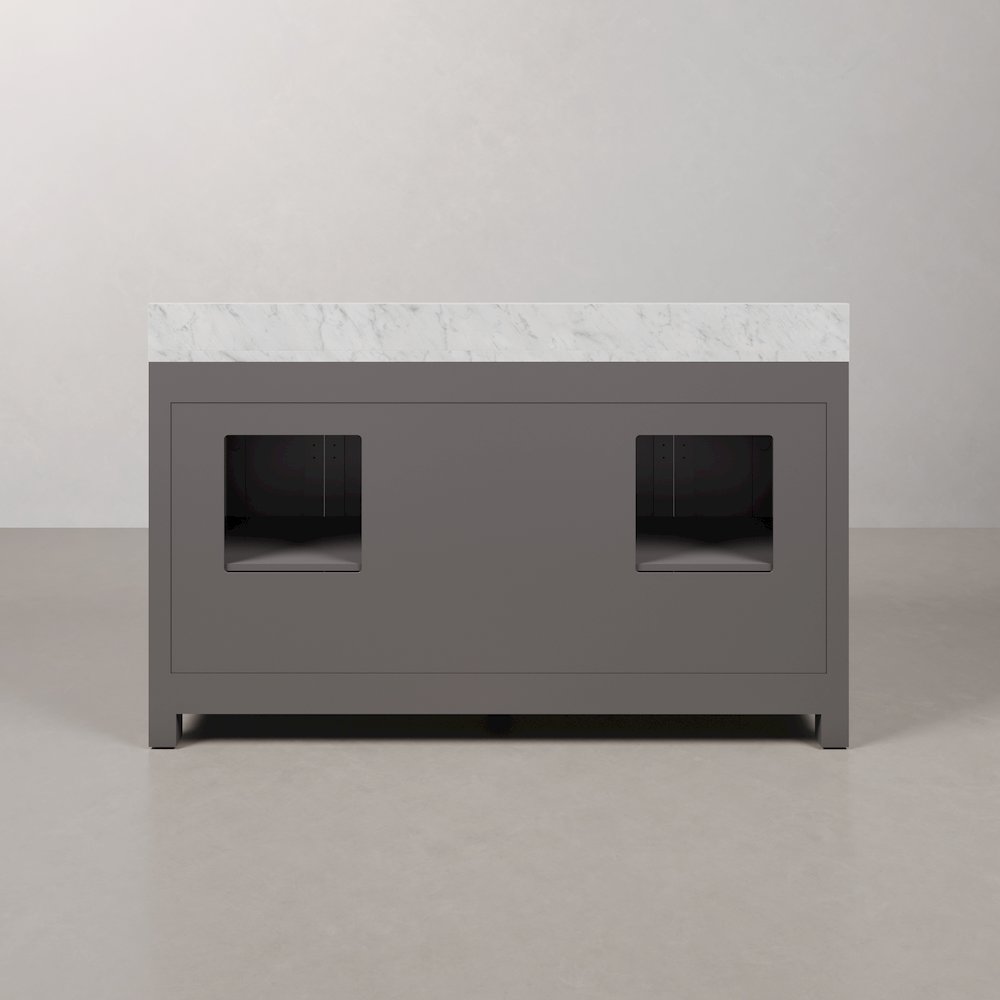 Madison 60 In. Double Sink Carrara White Marble Countertop Bath Vanity