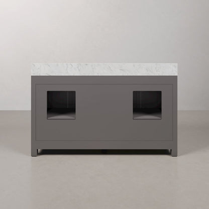 Madison 60 In. Double Sink Carrara White Marble Countertop Bath Vanity
