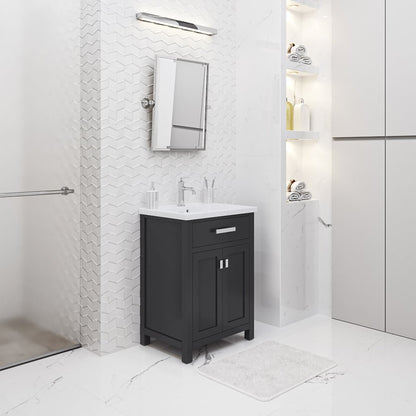 Myra 24 In. Integrated Ceramic Sink Top Bath Vanity in Espresso