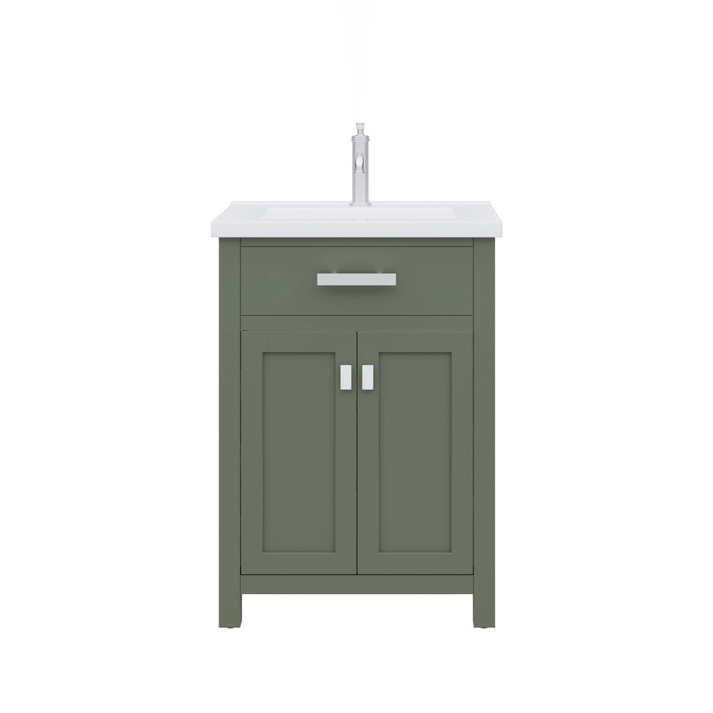 Myra 24 In. Integrated Ceramic Sink Top Bath Vanity in Glacial Green