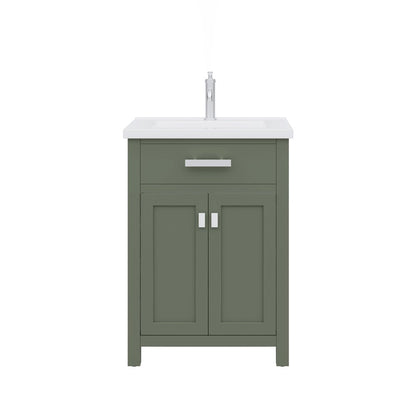 Myra 24 In. Integrated Ceramic Sink Top Bath Vanity in Glacial Green